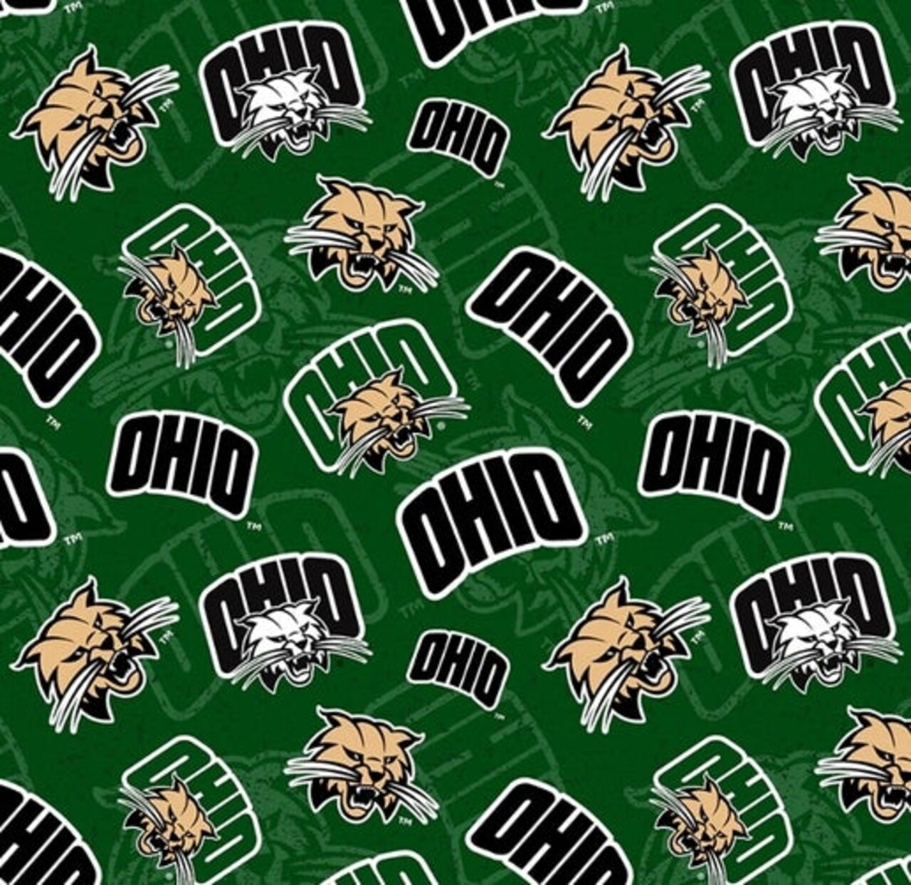 Licensed NCAA Ohio University Tone on Tone OHIO-1178 Cotton Fabric by the Yard